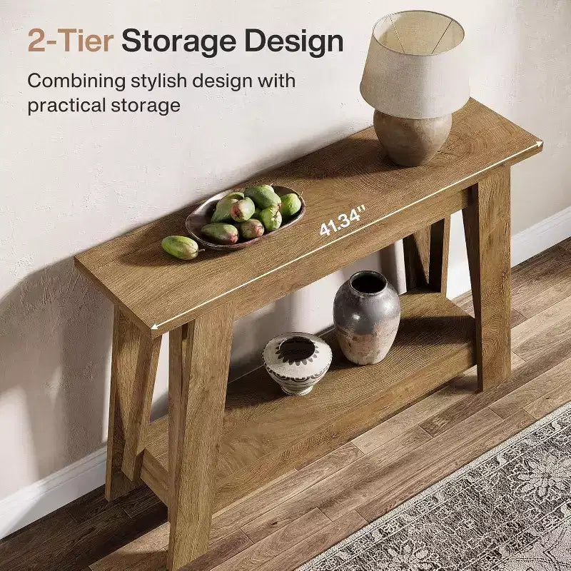 Console 2 niveaux en bois 105 cm