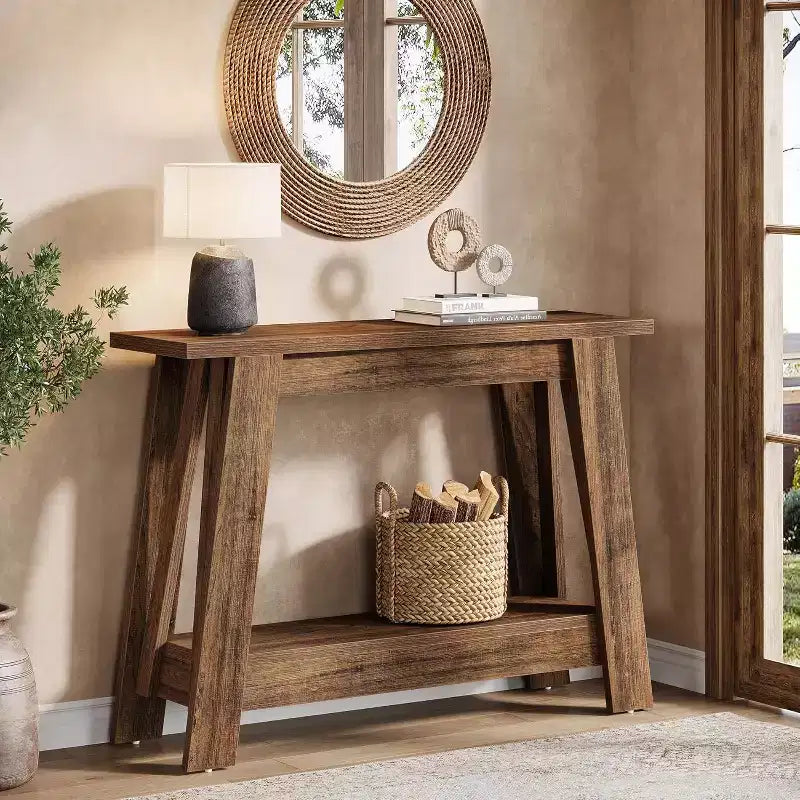 Console 2 niveaux en bois 105 cm