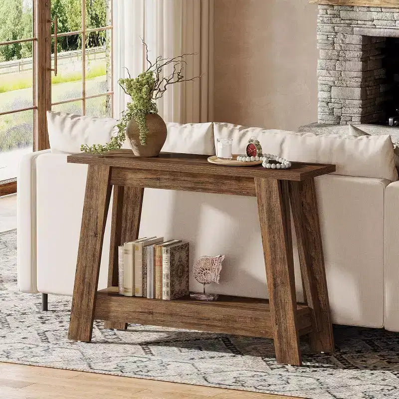 Console 2 niveaux en bois 105 cm
