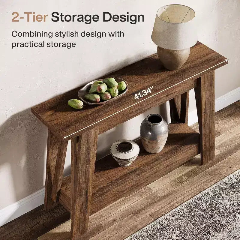 Console 2 niveaux en bois 105 cm