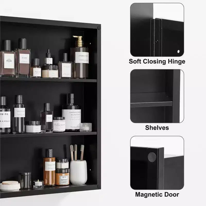 Armoire à pharmacie encastrée en acier inoxydable avec miroir 28''x20''