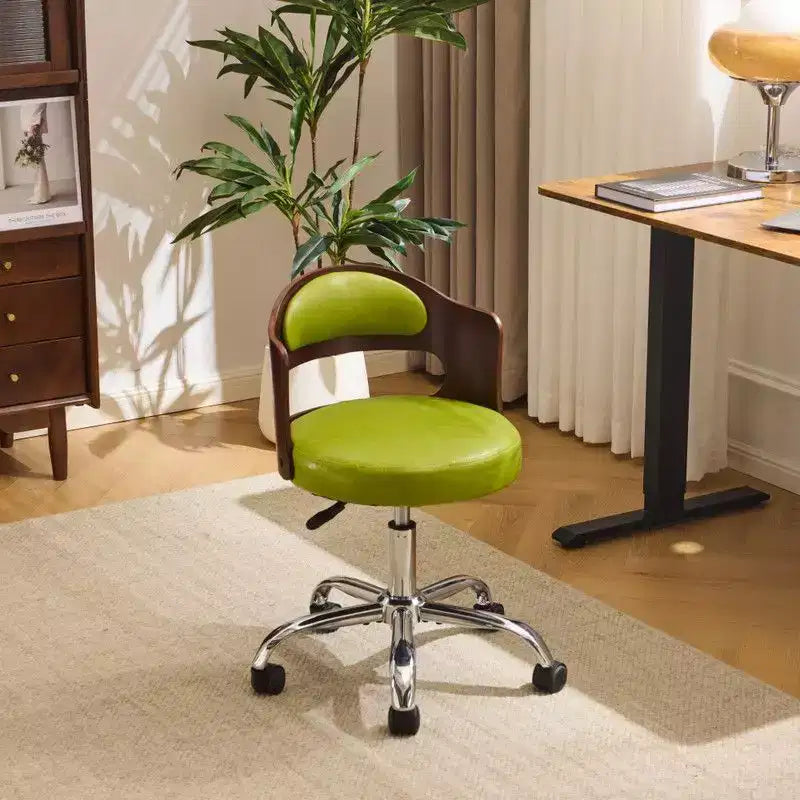 Fauteuil de bureau pivotant en bois et tissu avec dossier en anneau