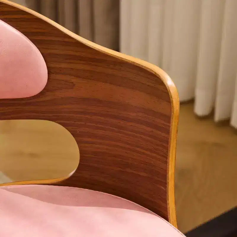 Fauteuil de bureau pivotant en bois et tissu avec dossier en anneau