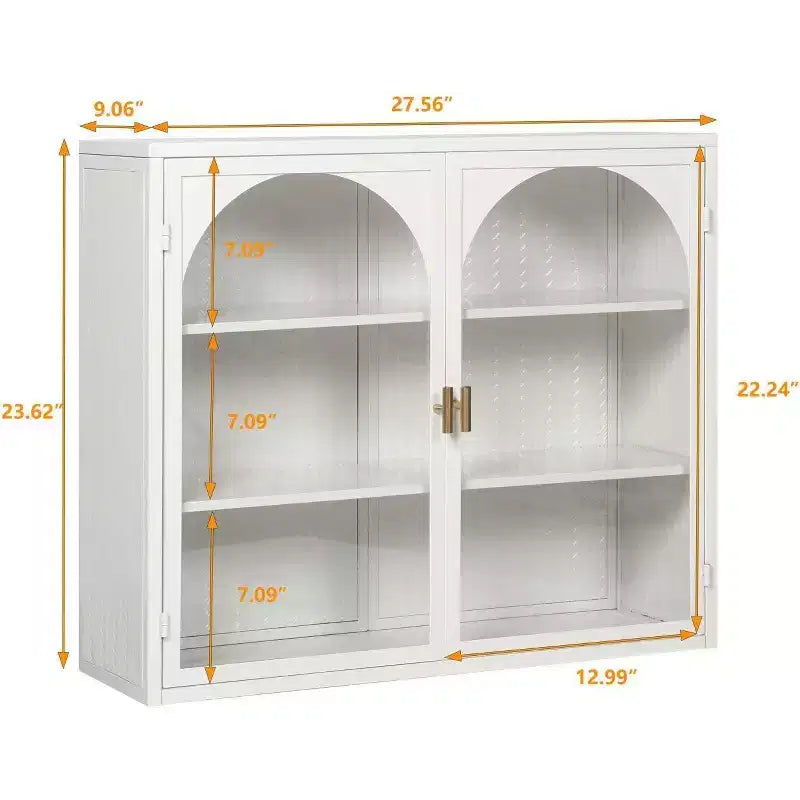Armoire murale en fer et verre trempé à 3 niveaux, 69,9 cm