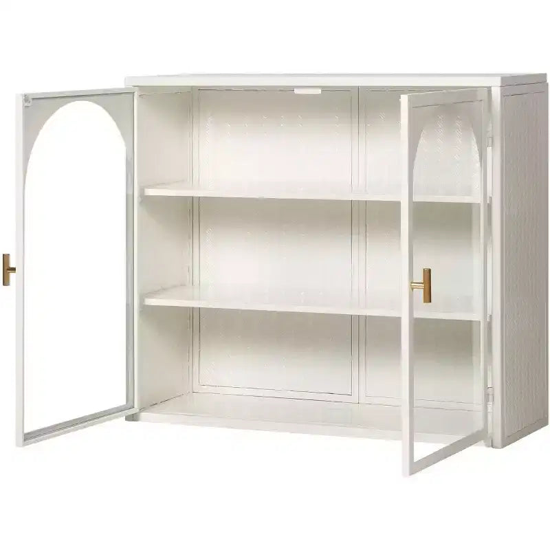 Armoire murale en fer et verre trempé à 3 niveaux, 69,9 cm
