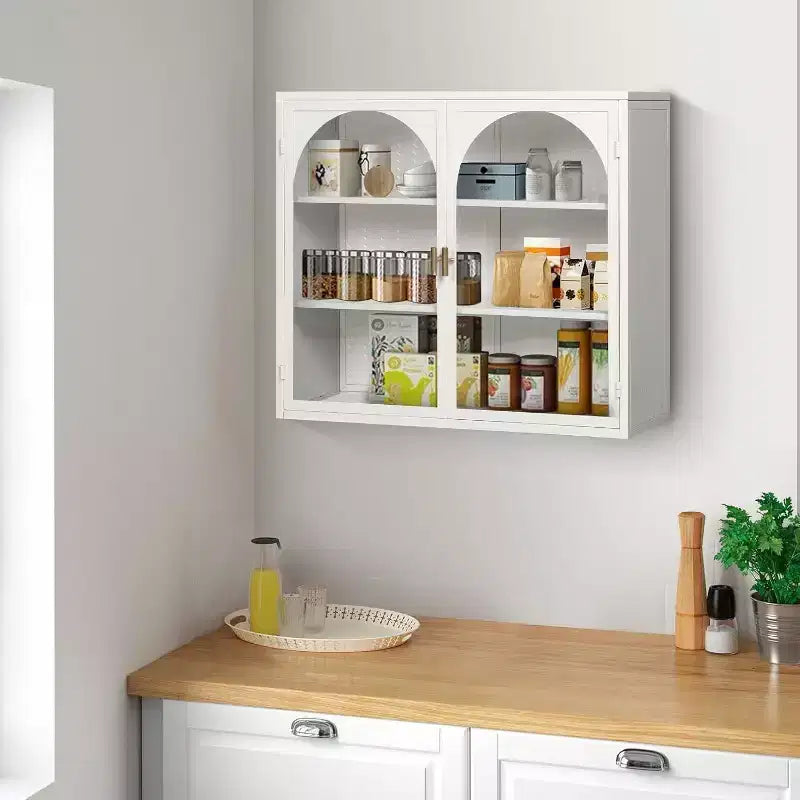 Armoire murale en fer et verre trempé à 3 niveaux, 69,9 cm