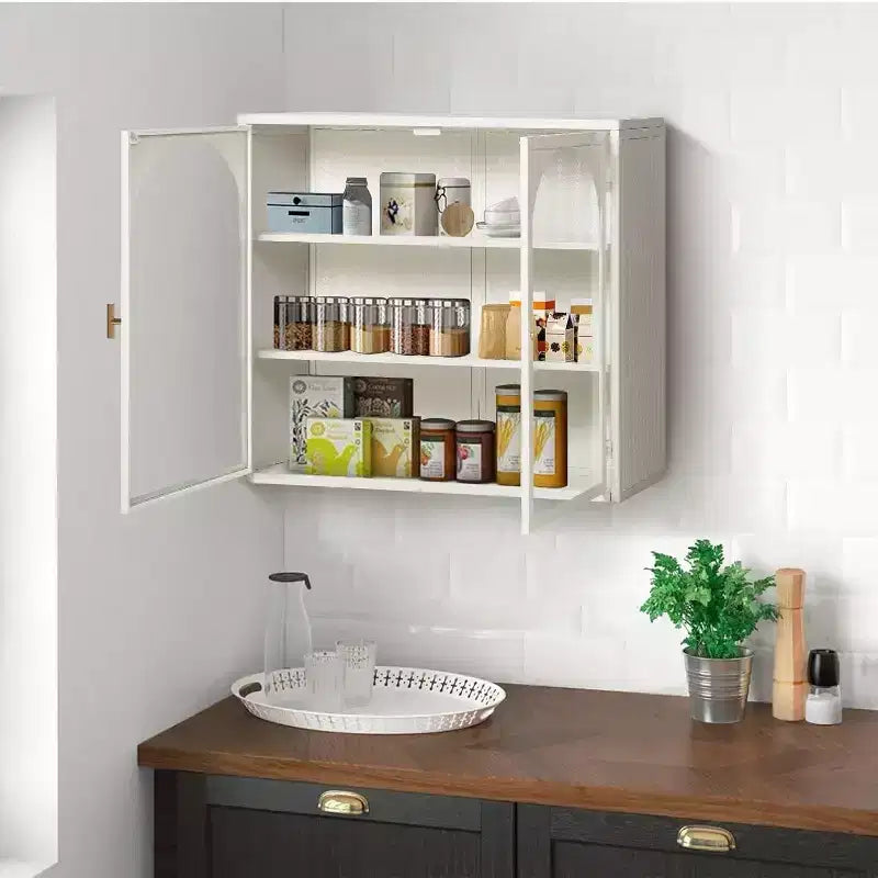 Armoire murale en fer et verre trempé à 3 niveaux, 69,9 cm