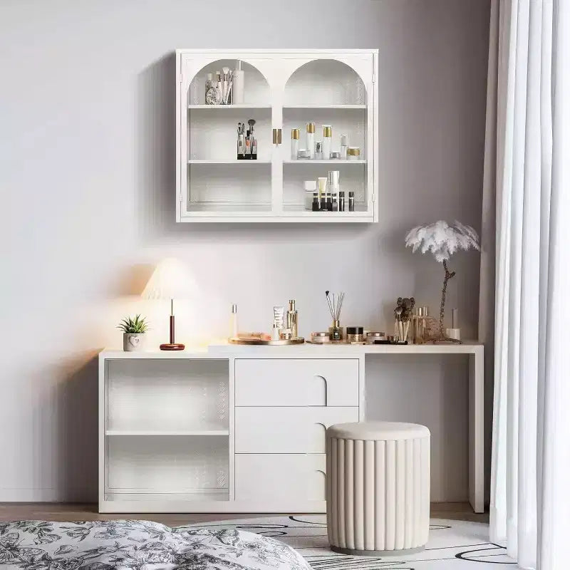 Armoire murale en fer et verre trempé à 3 niveaux, 69,9 cm