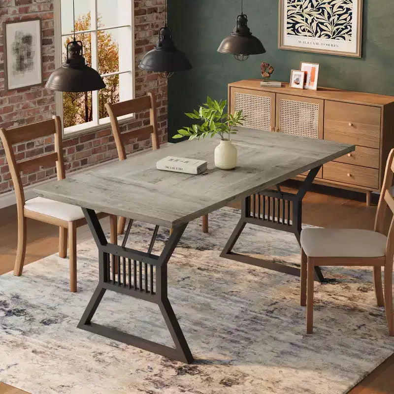 Table de salle à manger Bois & Métal 180 cm, 4-6 places