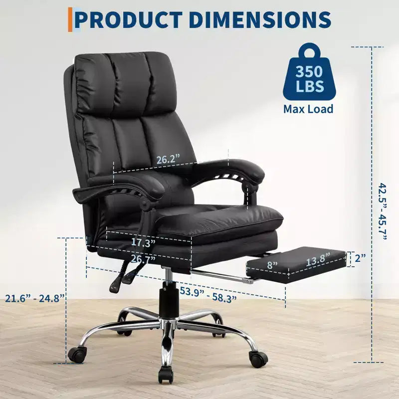Chaise de bureau en métal et similicuir avec appuie-tête et support lombaire réglables
