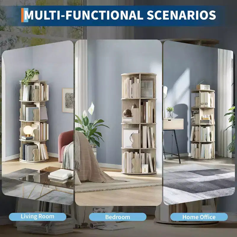 Étagère tournante en MDF à 4 niveaux, 127 cm