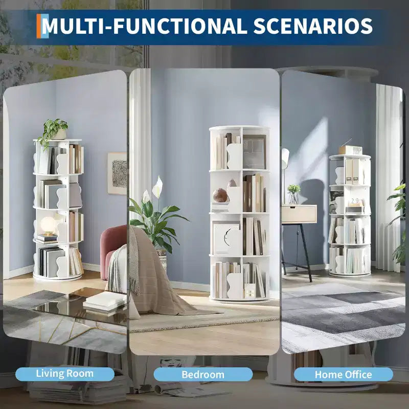 Étagère tournante en MDF à 4 niveaux, 127 cm