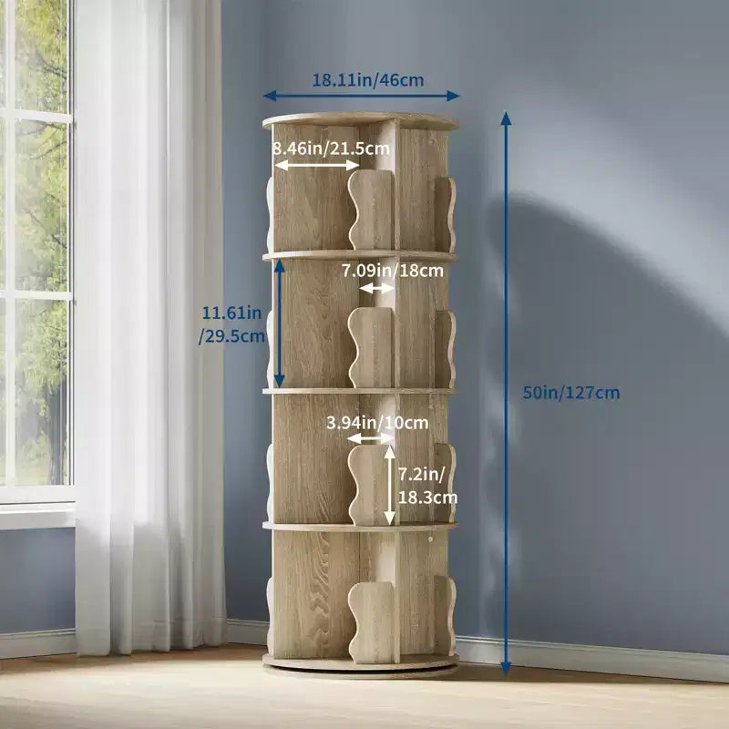 Étagère tournante en MDF à 4 niveaux, 127 cm