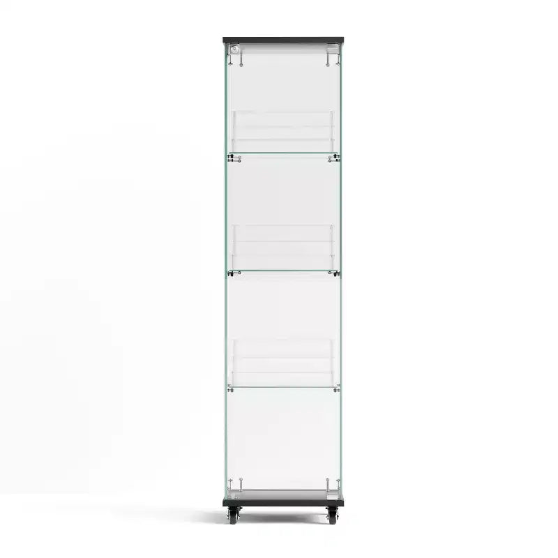 Vitrine d'exposition à 4 étagères en MDF de 165,4 cm avec porte et roulettes