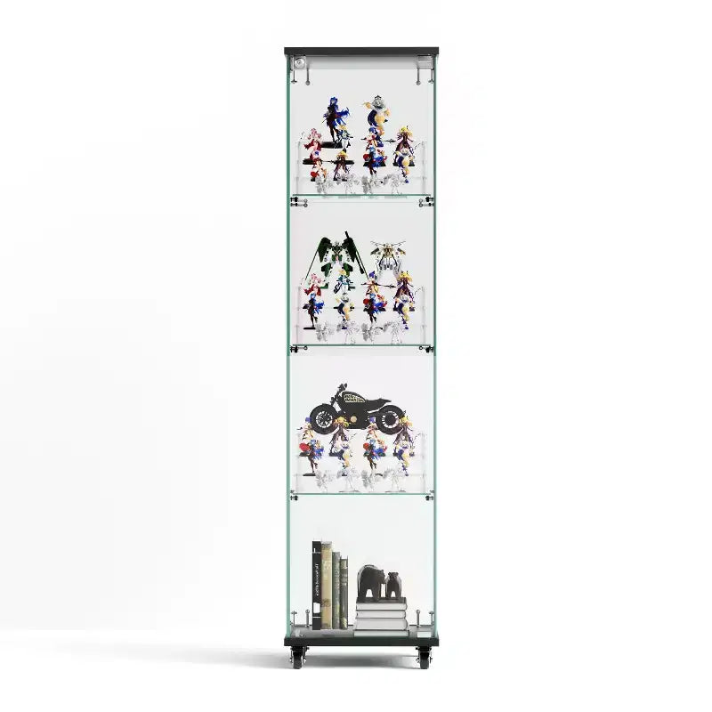 Vitrine d'exposition à 4 étagères en MDF de 165,4 cm avec porte et roulettes
