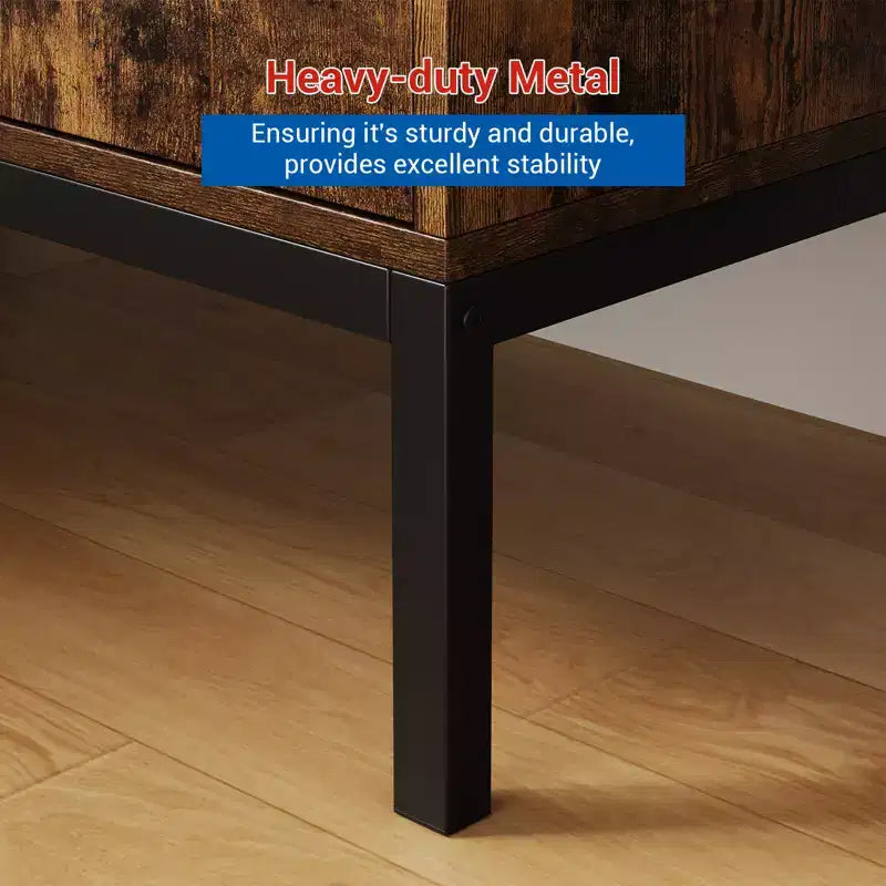 Buffet en rotin et bois massif de 80 cm avec étagères réglables et 2 portes
