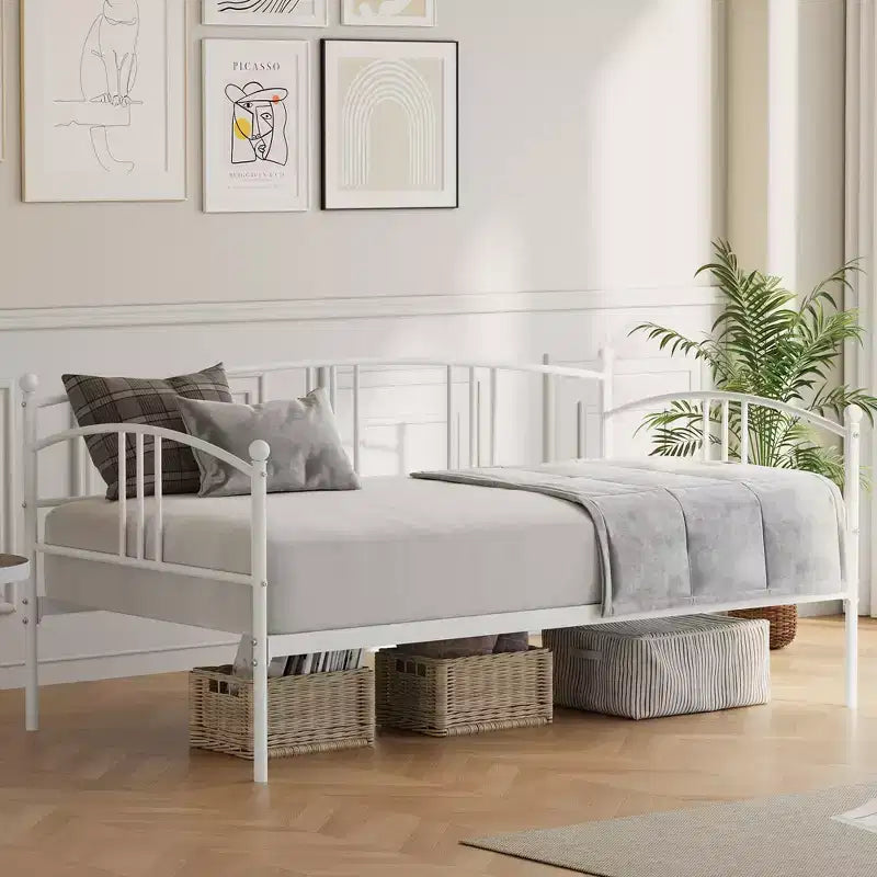 Lit de repos double en métal avec lit gigogne escamotable de 78,8" et 6 roulettes