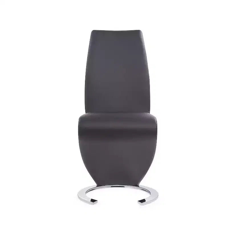 Chaise de salle à manger capitonnée en similicuir de 30 pouces avec piètement en fer à cheval chromé