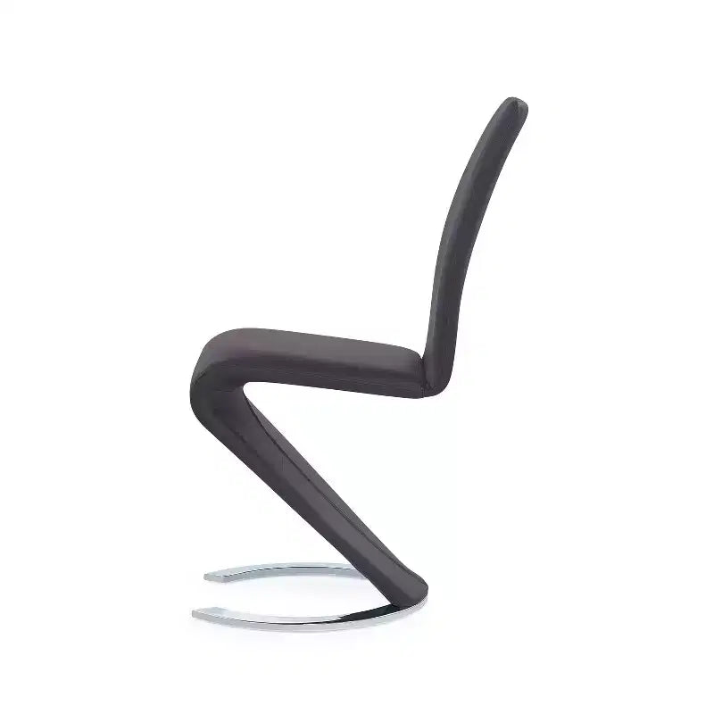 Chaise de salle à manger capitonnée en similicuir de 30 pouces avec piètement en fer à cheval chromé