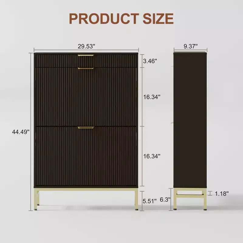 Meuble à chaussures en bois d'ingénierie 133 cm avec 3 tiroirs à abattant