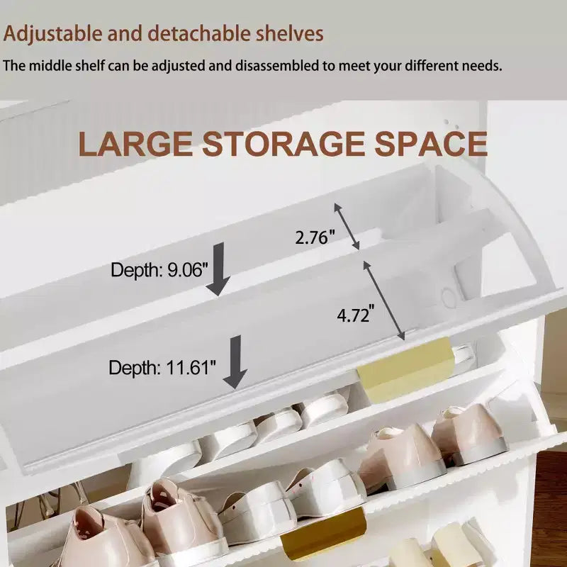 Meuble à chaussures en bois d'ingénierie 133 cm avec 3 tiroirs à abattant