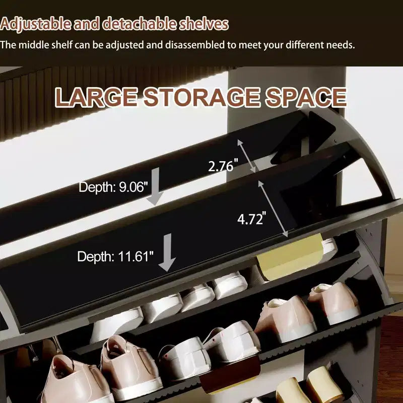 Meuble à chaussures en bois d'ingénierie 133 cm avec 3 tiroirs à abattant