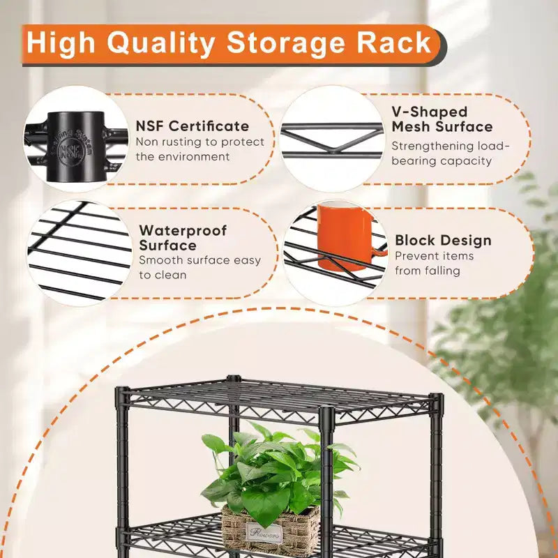Étagère de rangement en fil métallique de 175,8 cm avec 5 tablettes ajustables