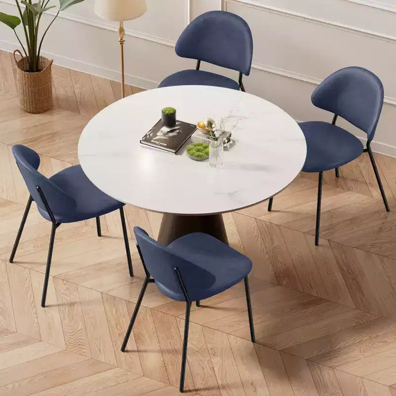 Ensemble de 4 chaises de salle à manger rembourrées avec cadre en métal, 80 cm