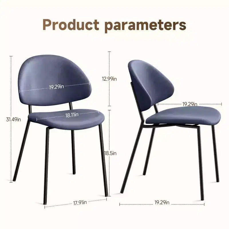 Ensemble de 4 chaises de salle à manger rembourrées avec cadre en métal, 80 cm