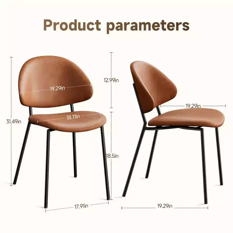 Ensemble de 4 chaises de salle à manger rembourrées avec cadre en métal, 80 cm