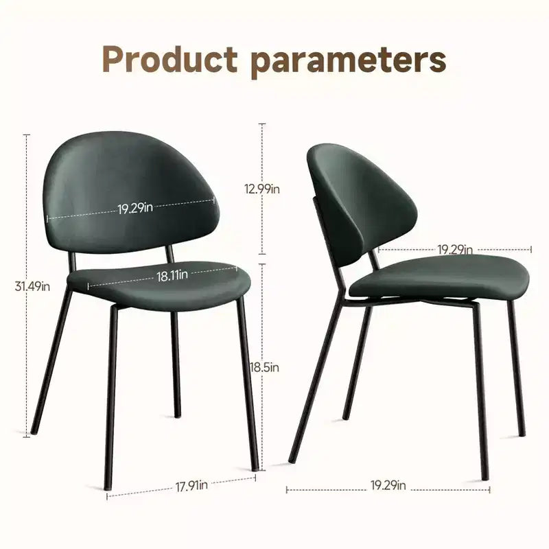 Ensemble de 4 chaises de salle à manger rembourrées avec cadre en métal, 80 cm