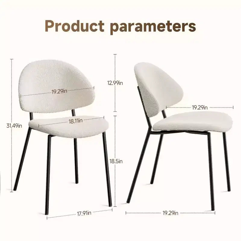 Ensemble de 4 chaises de salle à manger rembourrées avec cadre en métal, 80 cm