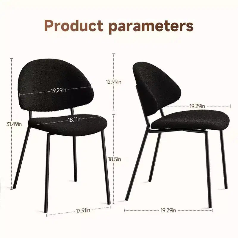 Ensemble de 4 chaises de salle à manger rembourrées avec cadre en métal, 80 cm