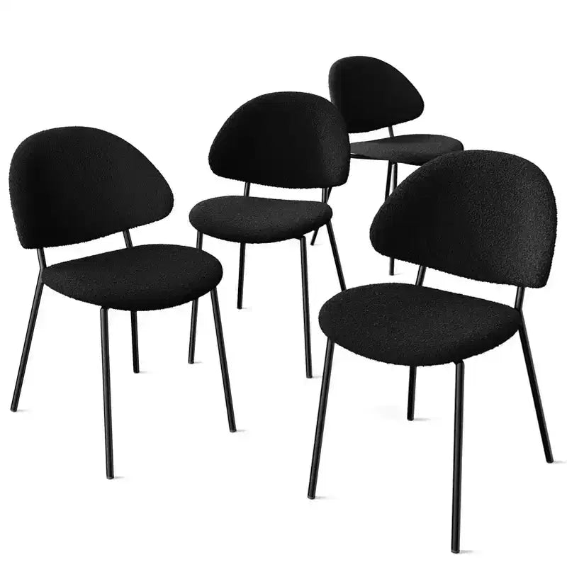 Ensemble de 4 chaises de salle à manger rembourrées avec cadre en métal, 80 cm