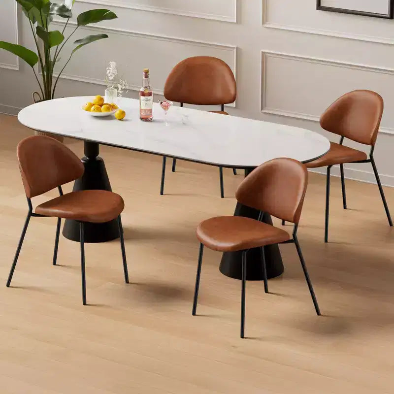 Ensemble de 4 chaises de salle à manger rembourrées avec cadre en métal, 80 cm