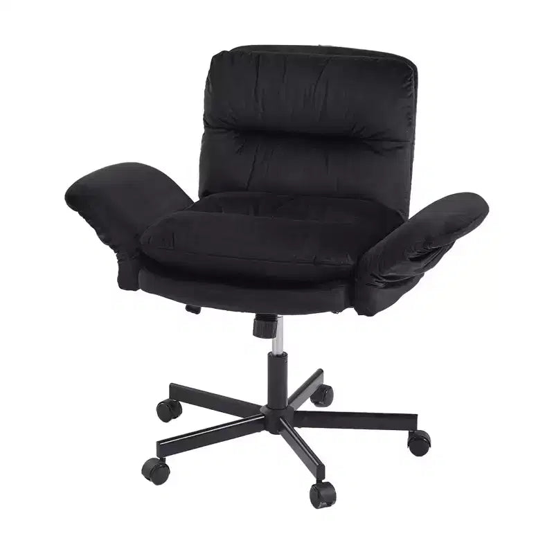 Chaise de bureau à piètement croisé en métal de 97 cm avec accoudoirs relevables et roulettes