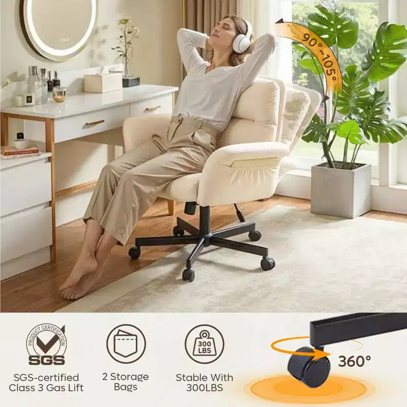 Chaise de bureau à piètement croisé en métal de 97 cm avec accoudoirs relevables et roulettes