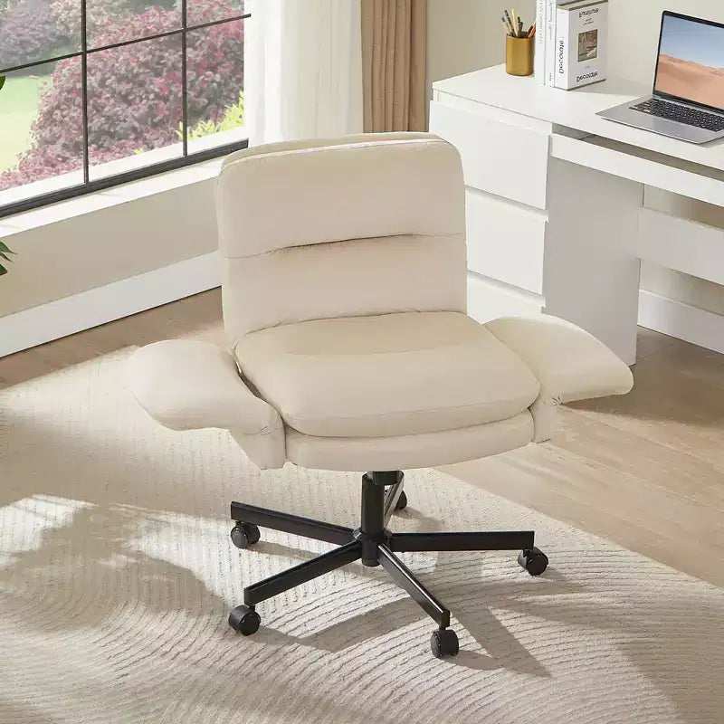 Chaise de bureau à piètement croisé en métal de 97 cm avec accoudoirs relevables et roulettes