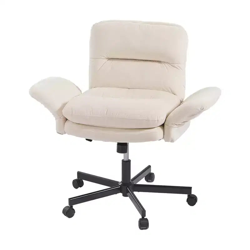 Chaise de bureau à piètement croisé en métal de 97 cm avec accoudoirs relevables et roulettes
