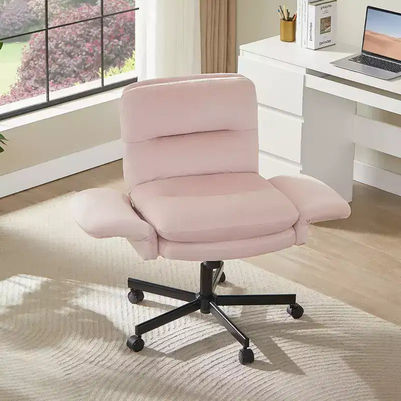Chaise de bureau à piètement croisé en métal de 97 cm avec accoudoirs relevables et roulettes