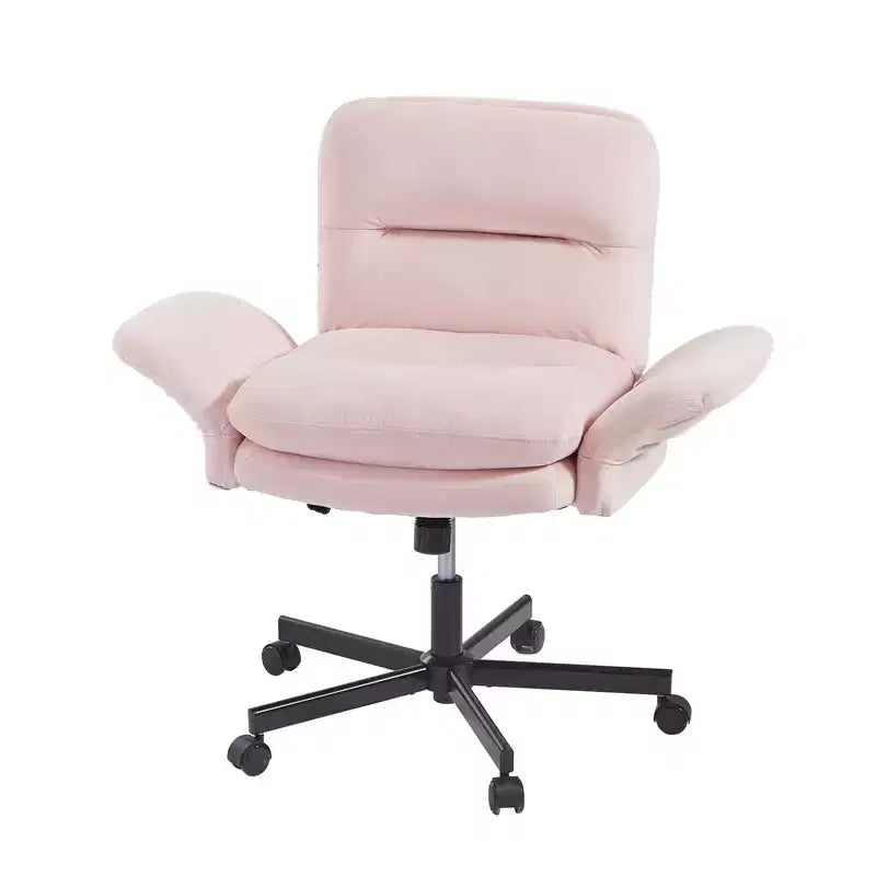 Chaise de bureau à piètement croisé en métal de 97 cm avec accoudoirs relevables et roulettes