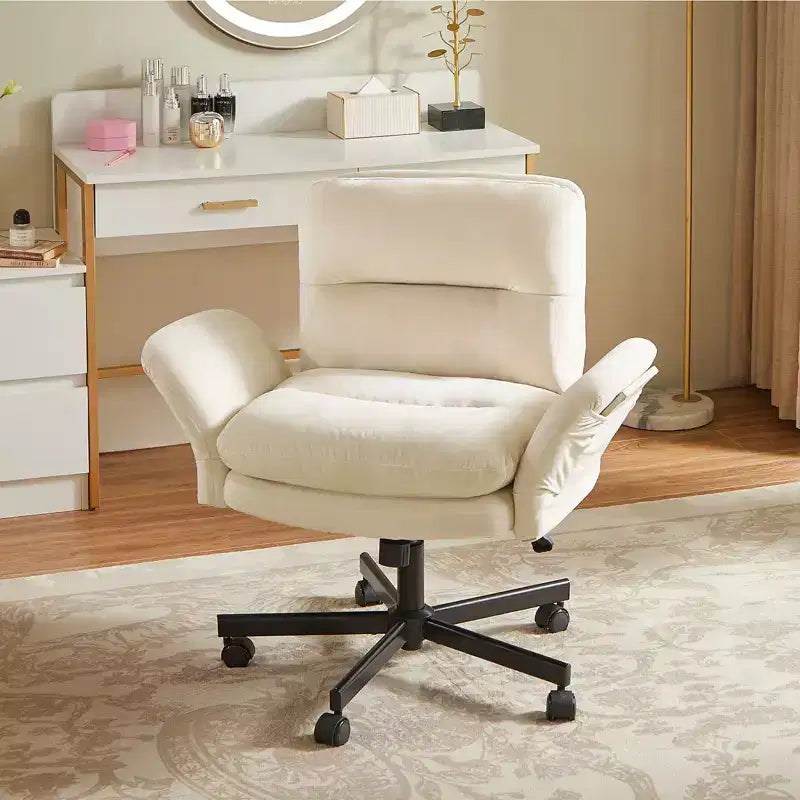 Chaise de bureau à piètement croisé en métal de 97 cm avec accoudoirs relevables et roulettes