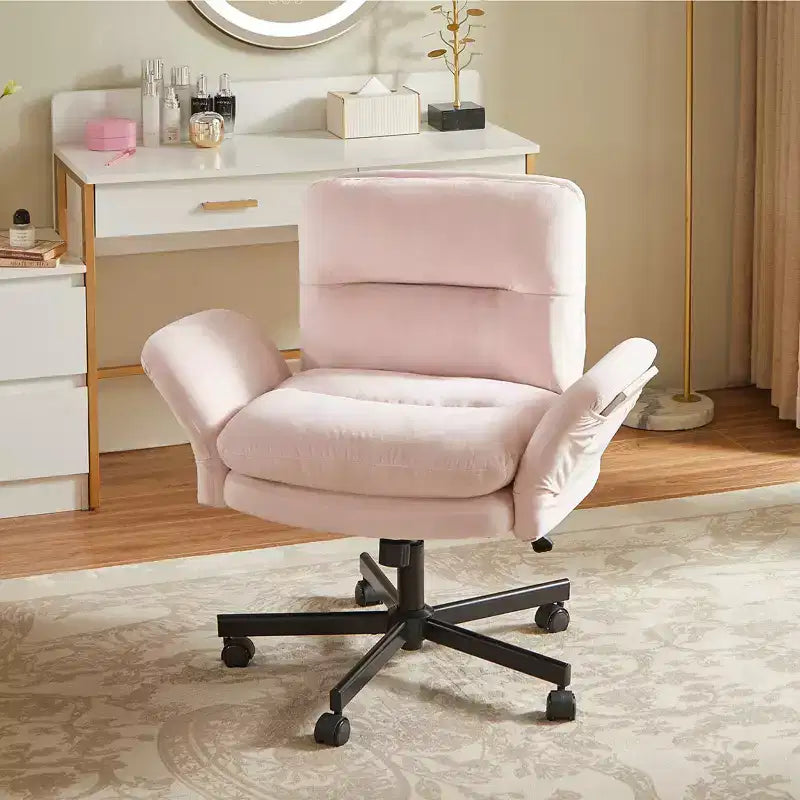 Chaise de bureau à piètement croisé en métal de 97 cm avec accoudoirs relevables et roulettes
