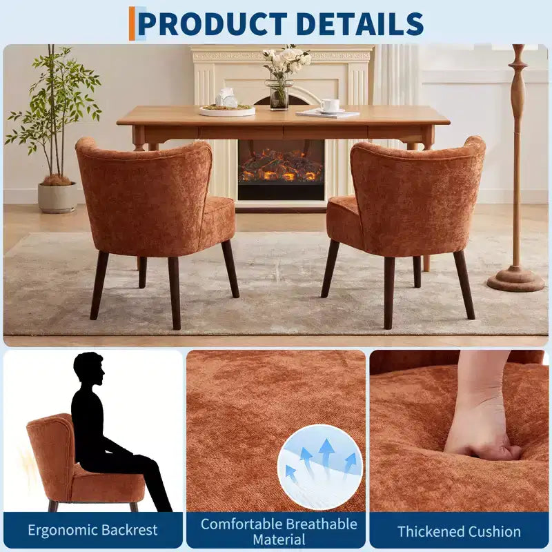 Fauteuil d'appoint dossier haut en tissu avec pieds en bois