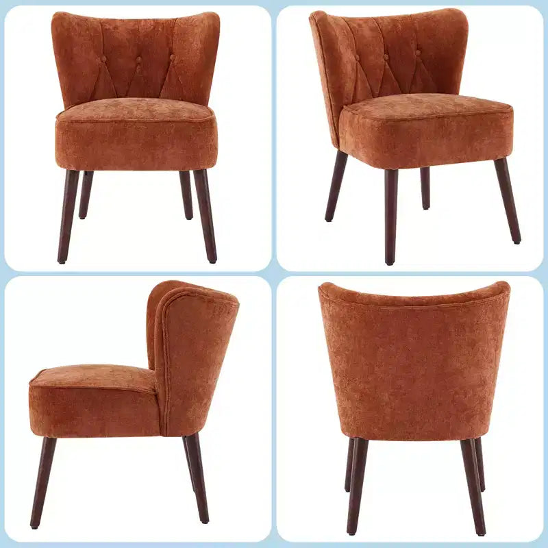 Fauteuil d'appoint dossier haut en tissu avec pieds en bois
