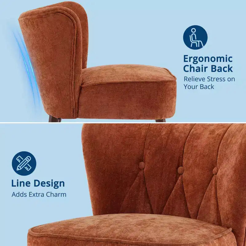 Fauteuil d'appoint dossier haut en tissu avec pieds en bois