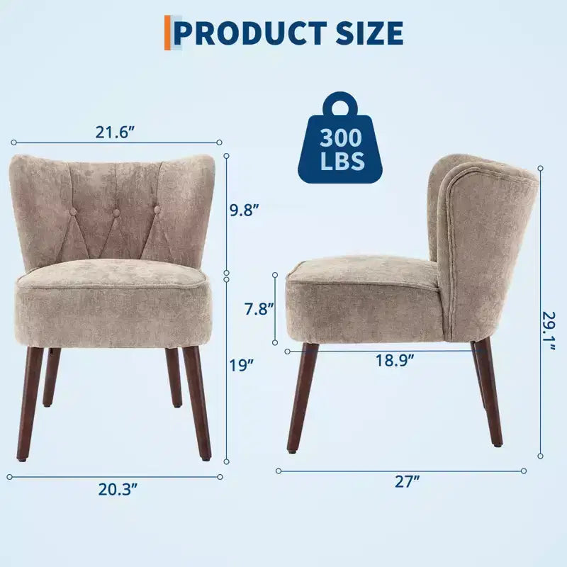 Fauteuil d'appoint dossier haut en tissu avec pieds en bois