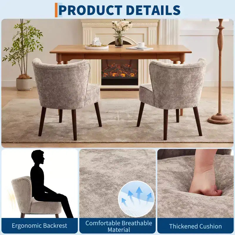 Fauteuil d'appoint dossier haut en tissu avec pieds en bois