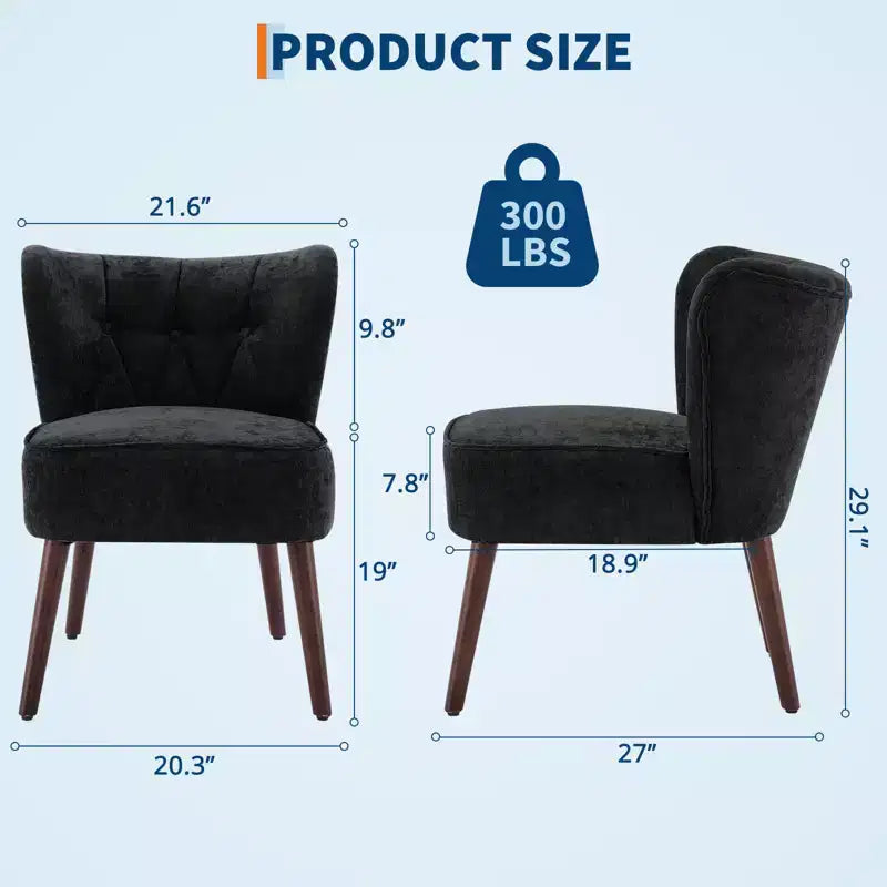 Fauteuil d'appoint dossier haut en tissu avec pieds en bois