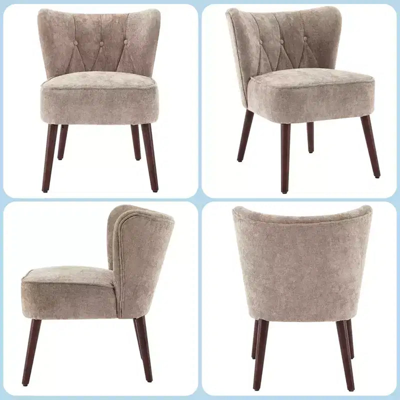 Fauteuil d'appoint dossier haut en tissu avec pieds en bois